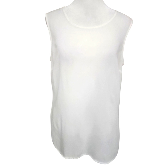 BASLER Modal Sleeveless Relaxed Fit Long Length Crew High Neck Top. White.Size M - Picture 1 of 10